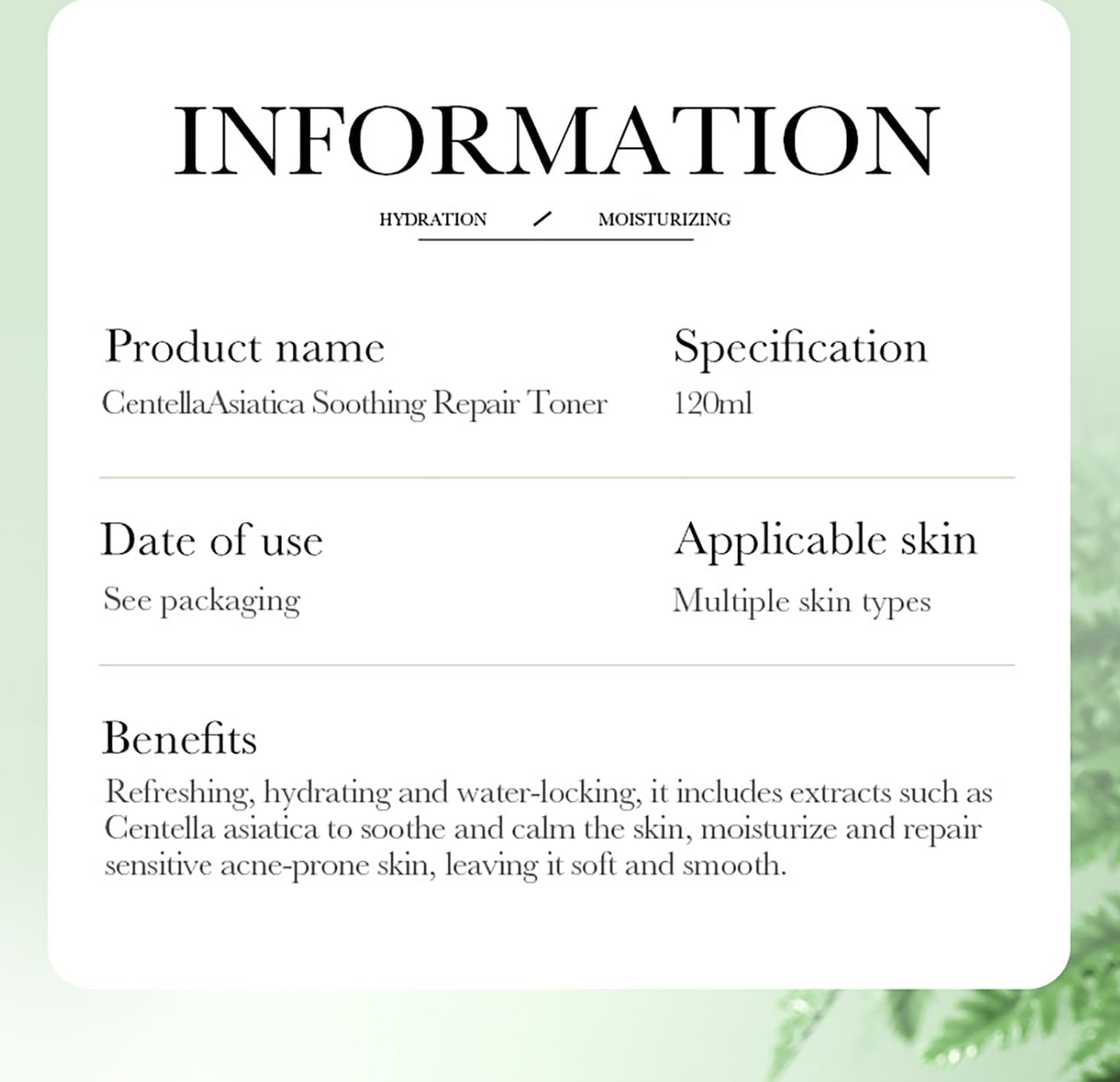 BIOAQUA Centella Soothing Hydration Oil Control